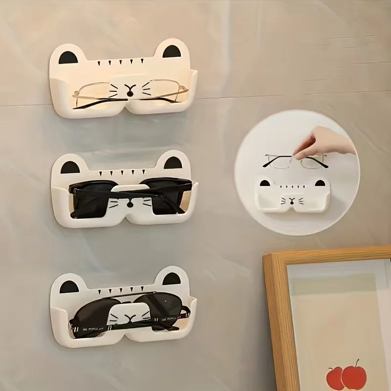 support mural porte lunettes forme chat blanc noir décoration mur enfantin adhésif imperméable rangement