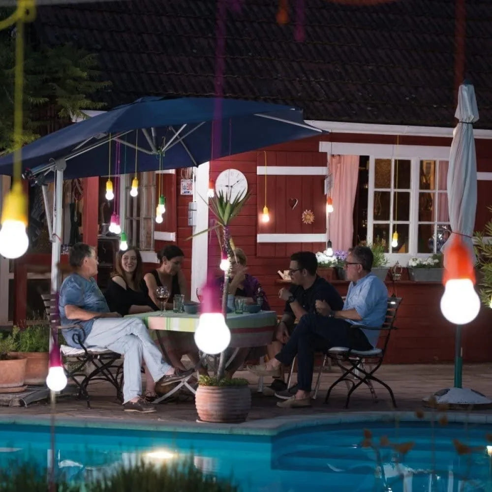 lumière led portable multicolore blanc vert bleu rose cordon suspension moderne festive jardin camping