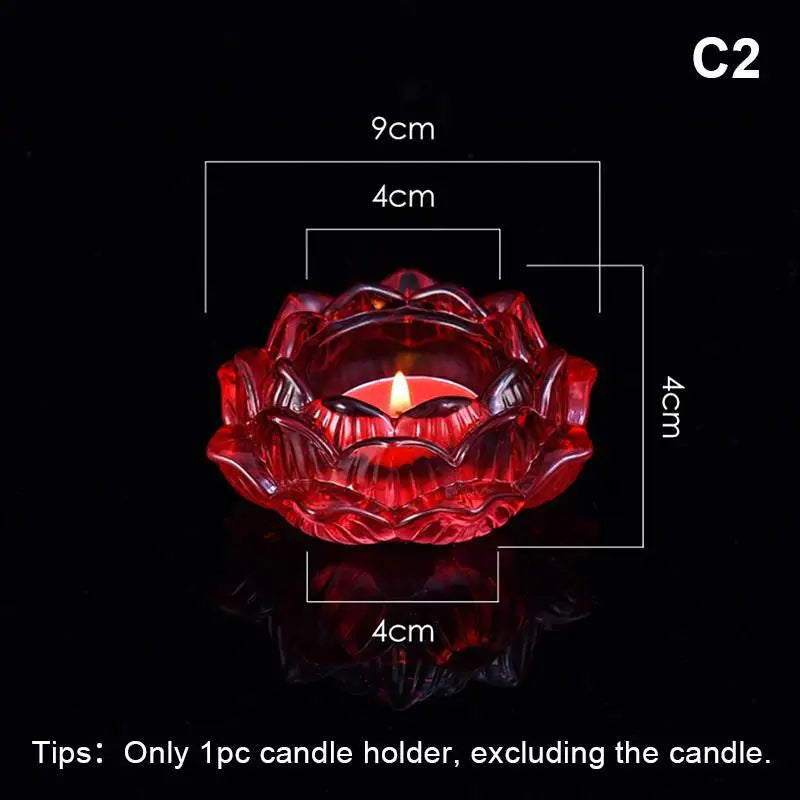 support bougie verre transparent forme fleur lotus décor maison artisanal coupe vent porte bougie