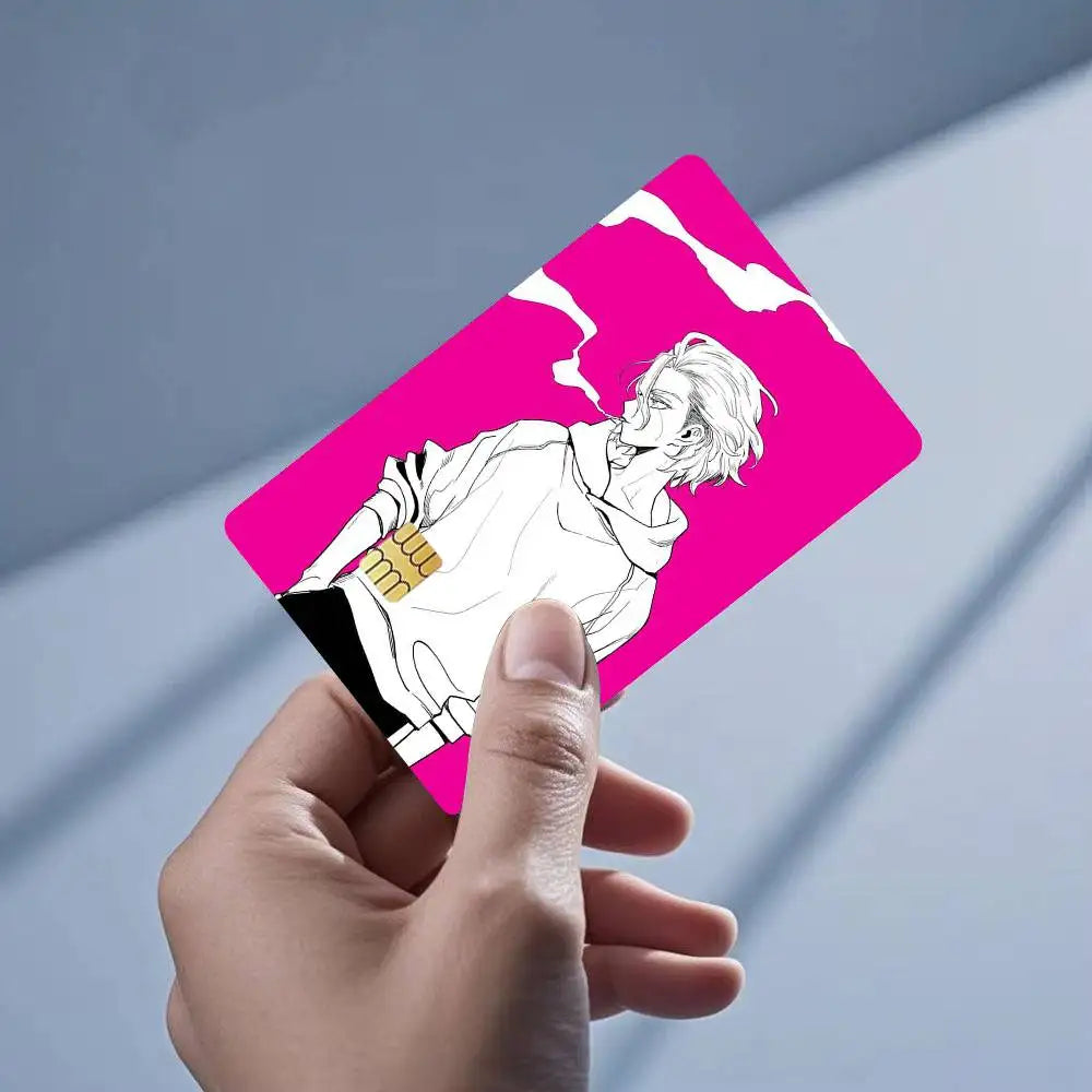autocollant carte bancaire imperméable réutilisable personnage anime stanley snyder dr stone bleu noir
