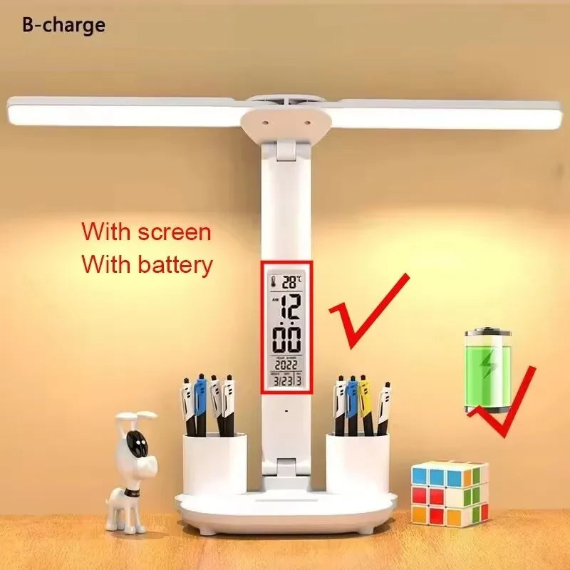 lampe rechargeable moderne horloge ventilateur blanc porte stylos
