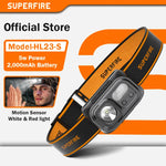 lampe frontale led rechargeable ip44 noir orange rayures moderne camping