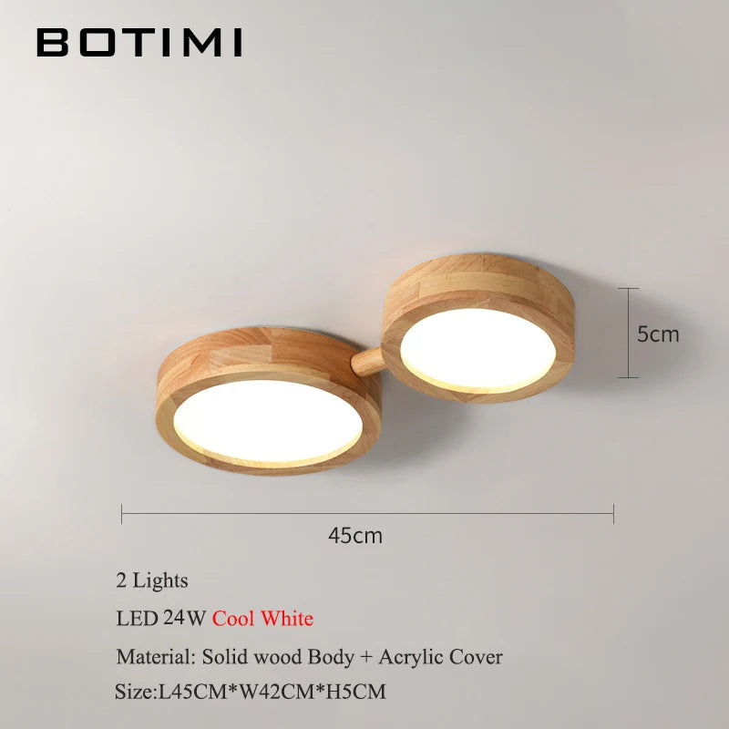 plafonnier bois massif moderne éclairage surface rond led naturel minimaliste