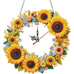 horloge suspendue 2d fleurs oiseaux motifs géométriques blanc multicolore métal chaines