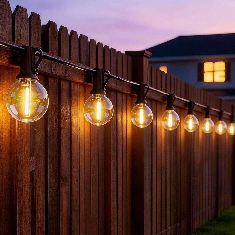 guirlande lumineuse solaire blanc chaud boules transparentes vintage clips autoinstallation led étanches ip65