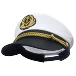 chapeau marin brodé ancre captain feuilles dorées ajustable noir blanc anniversaire mariage fête