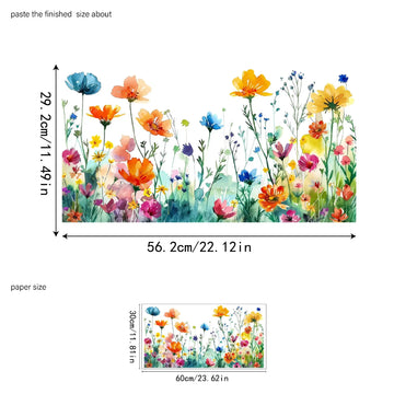 autocollant mural fleurs colorées papillons décoration intérieur salon chambre adhésif décoratif motif floral réaliste