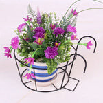 support mural pots fleurs noir blanc marron grille feuilles moderne crochetsextérieur jardin balcon