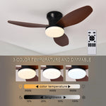 ventilateur led lumière télécommande noir blanc bois moderne traditionnel assemblage