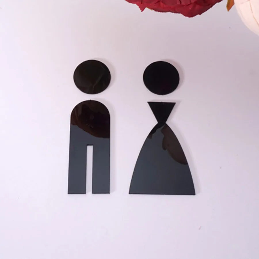symboles toilettes noir miroir doré masculine féminine minimaliste autoadhésifs salle bain facile