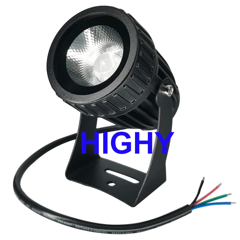 projecteur led jardin 20w ip65 moderne vis fixation câble fil rouge vert bleu
