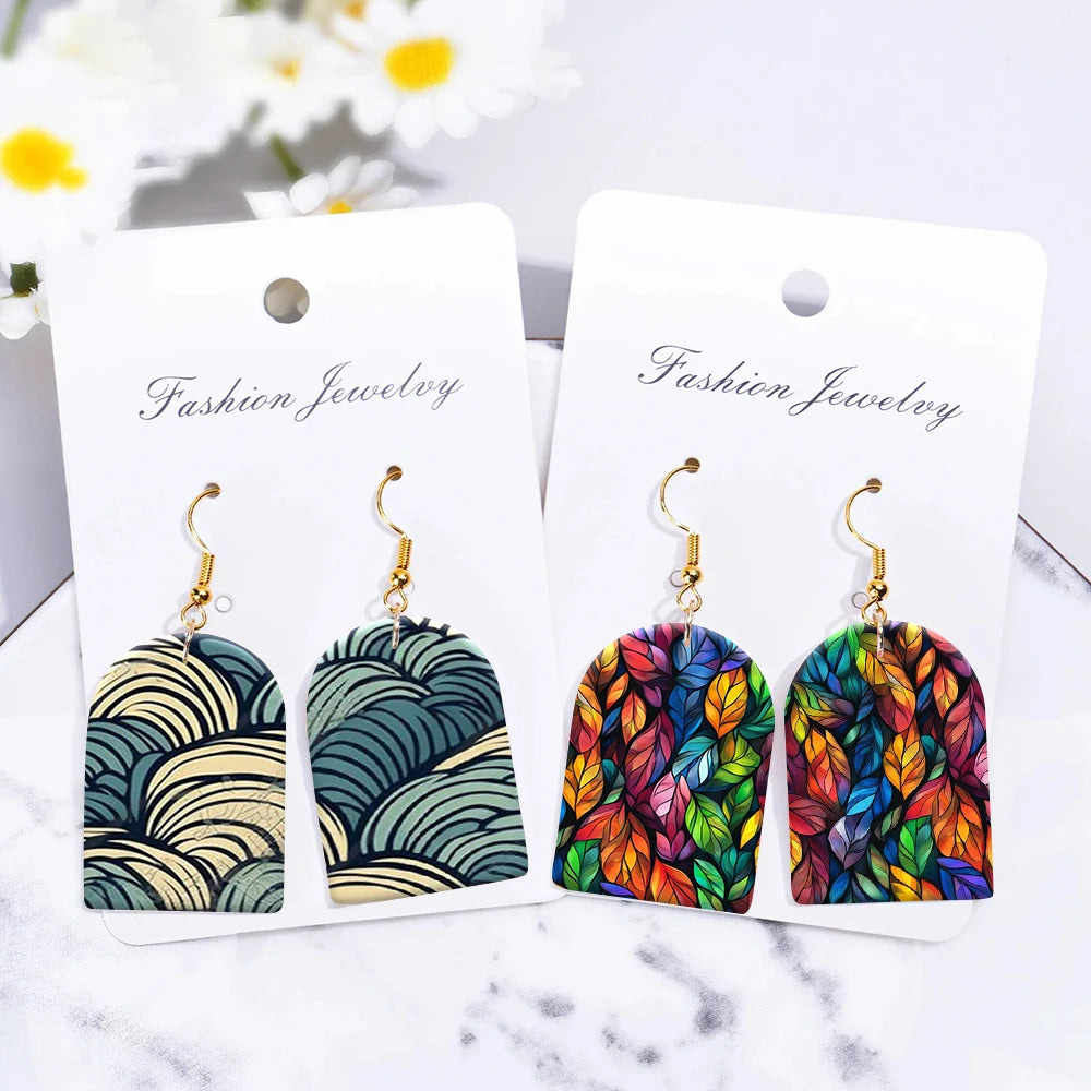 boucles d'oreilles modernes motifs géométriques floraux multicolores anneaux puce emballage fashion jewelry