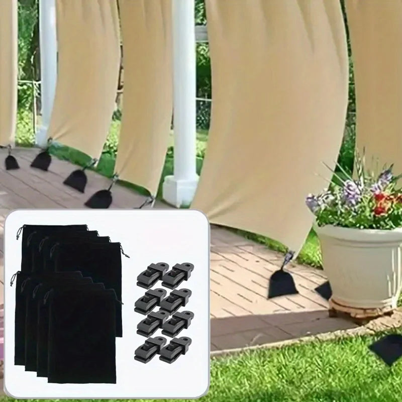 accessoires rideau extérieur anneau plastique noir sac tissu clip pince serrage patio
