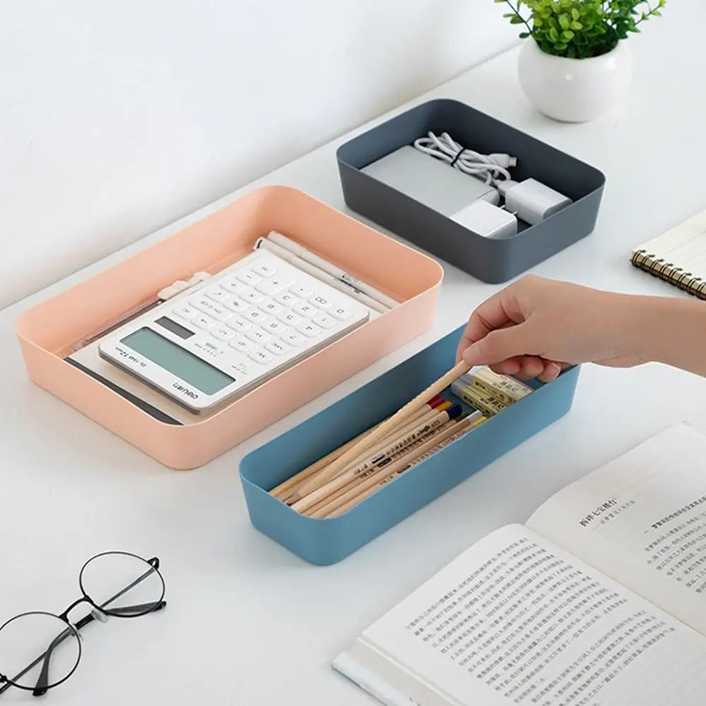 boîtes rangement plastique gris bleu rose modernes empilables tiroirs documents dossiers maison