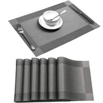 tapis table moderne rectangle gris marron bleu noir beige argent rayures horizontales durable vinyle