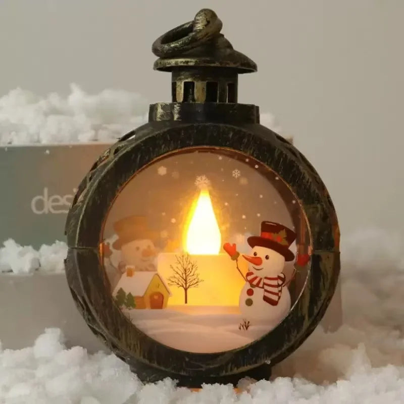 lanterne noël santa claus renne verre translucide vintage décoration fenêtre ambiance noire blanche