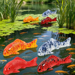 ornements poissons koi résine rouge orange bleu blanc réaliste decoration extérieure jardin statues diy