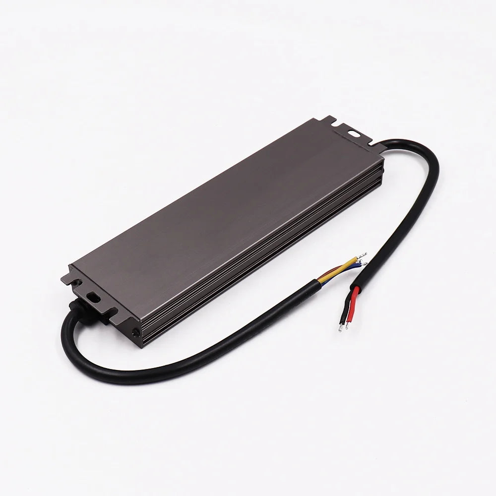 transformateur électrique led 12v 24v ip67 gris rayures clips câbles