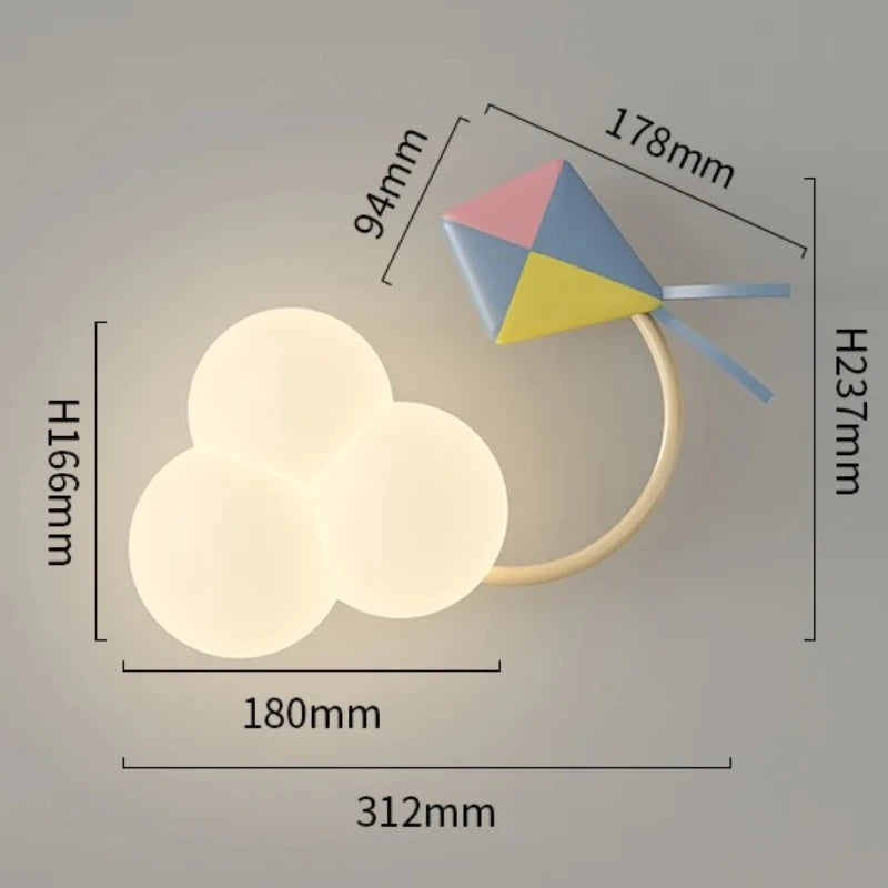 lampe murale moderne nuages avions cerfs volants étoiles arc ciel enfants led multicolore