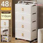 meuble rangement pliable blanc roulettes portes poignées dorées vêtements