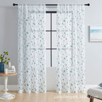 rideau transparent brodé feuilles protection uv polyester moderne blanc noir jaune vert turquoise floral