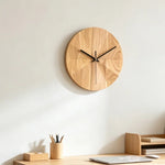 horloge murale bois naturel motif géométrique moderne aiguille quartz circulaire salon décoration unique opacité