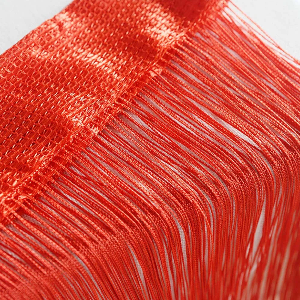 rideau franges transparent bohème salon couleur rouge vert bleu polyester 50x200cm