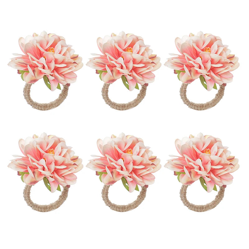anneaux porte serviettes fleur artificielle vert foncé classique plissé 7.5cm 4.5cm mariage décoration table