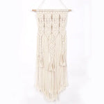 tapisserie macramé boho chic beige motifs géométriques franges moderne suspension maison