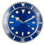 horloge murale plongée bleu vert rouge cadran lumineux aiguille quartz métal fixations