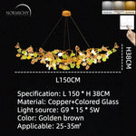 suspension lumineuse moderne dorée branches pierres couleur blanc orange vert