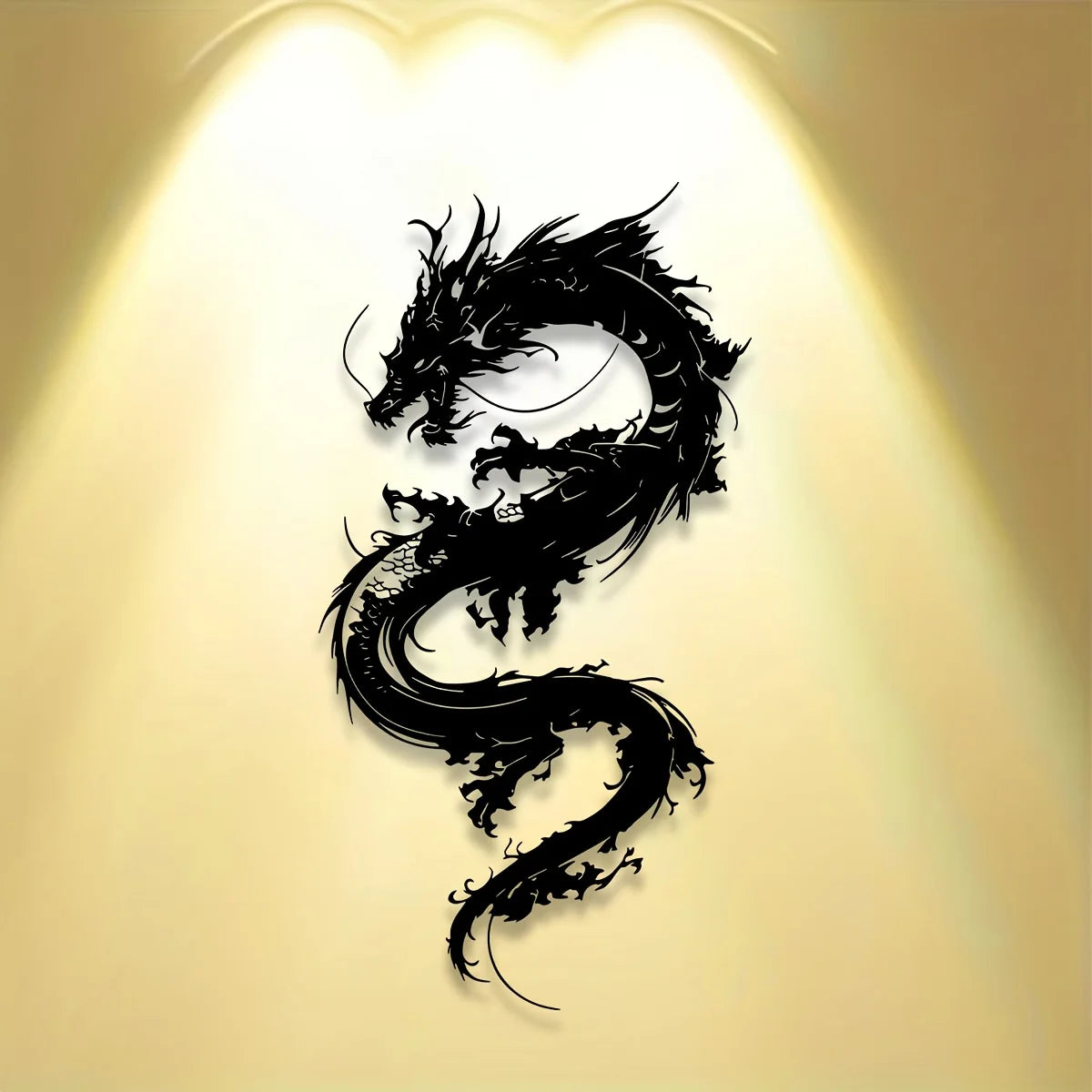 décoration murale autocollant dragon noir art contemporain chambre salon jardin balcon