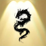 décoration murale autocollant dragon noir art contemporain chambre salon jardin balcon