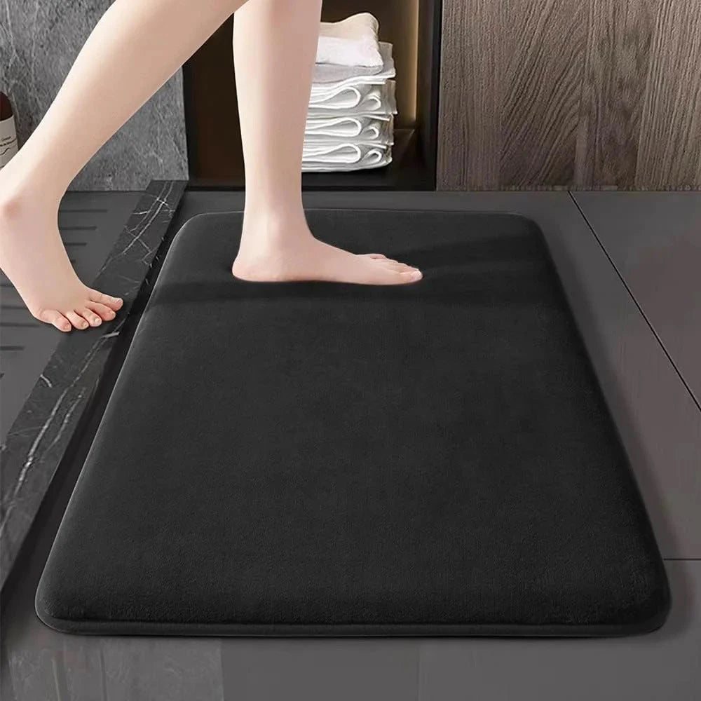 tapis bain bleu marine gris moderne doux antidérapant absorbant rapide séchage