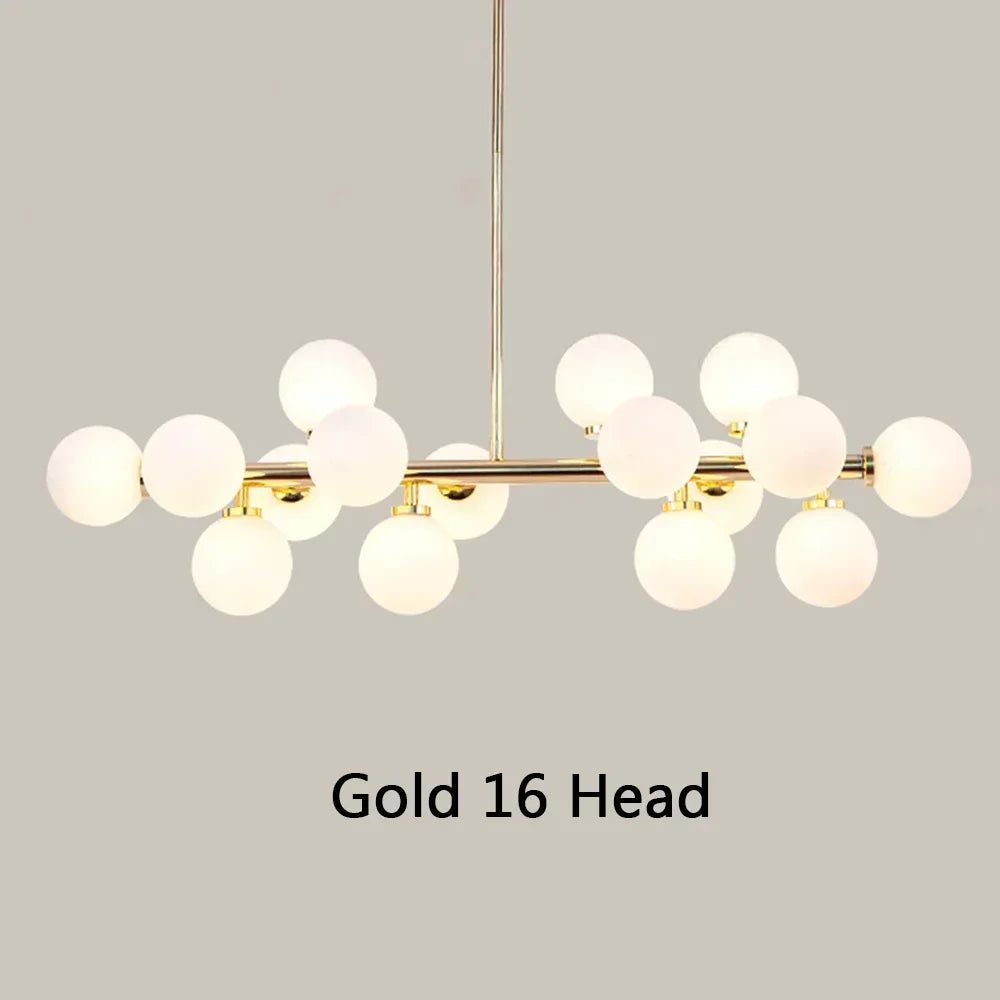 suspension moderne boules translucides blanc doré noir led restaurant salon bar