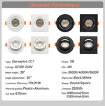 Spot LED encastrable blanc rond carré moderne switch cct 25000h lumens 121v 240v