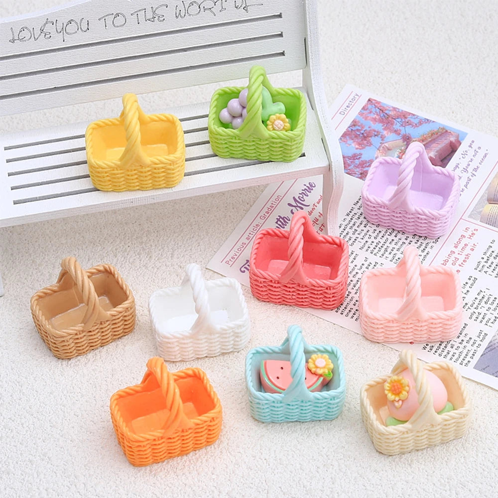 paniers tissés opaques rose jaune vert beige bleu orange classiques poignées scrapbooking artisanat