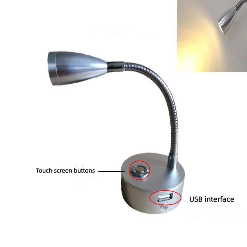 lampe led lecture argent verte fixation murale bras flexible moderne minimaliste usb rechargeable camping