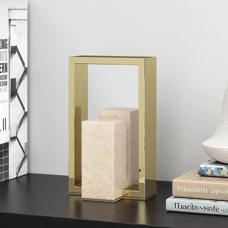 porte livres support moderne marbre or gris noir minimaliste geometrique decoration maison erotique