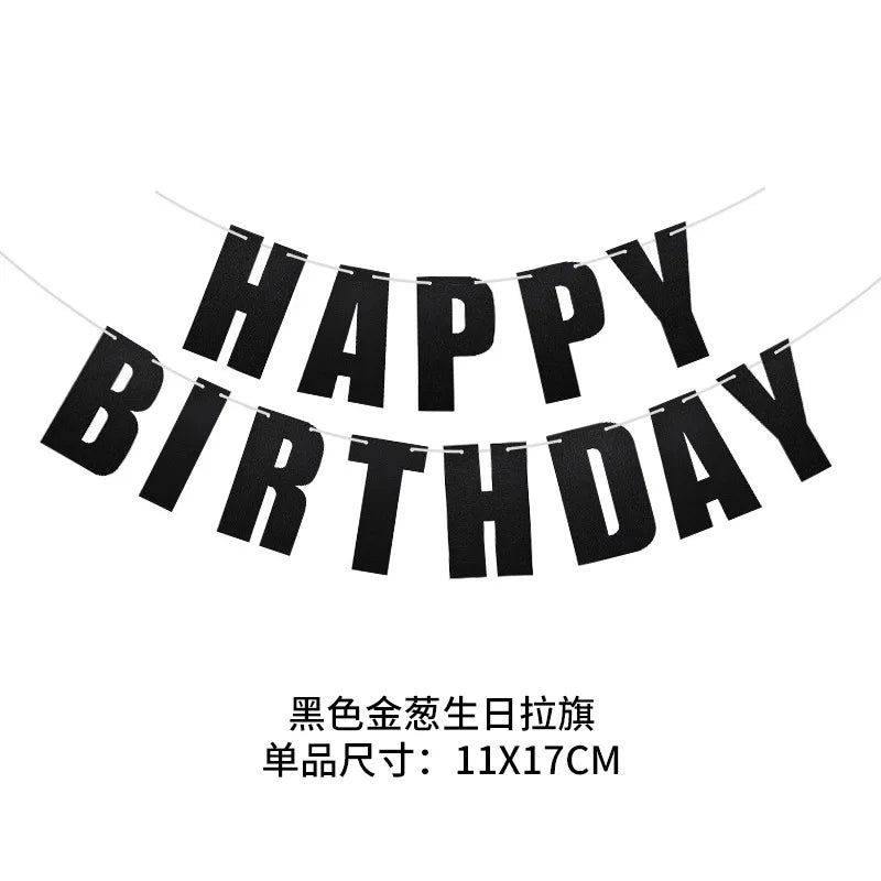 guirlande lettres happy birthday multicolore élégante occasion anniversaire brillantes dorées festive