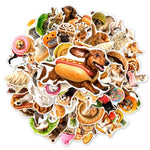 stickers multicolores animaux cartoon adhésifs variés fruits aliments usage quotidien 50 pièces papier