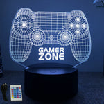 lampe led 3d manette jeu bleu vert violet jaune télécommande moderne