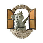 ornement résine dragon gris beige éclairé papillon livre ouvert mur jardinextérieur fantastique médiévalcharmant