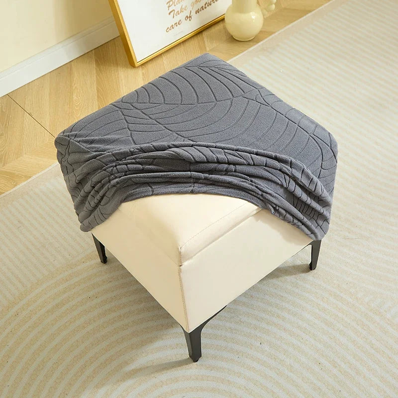 housse fauteuil bleu feuilles stylisées moderne pièces boutons serrage