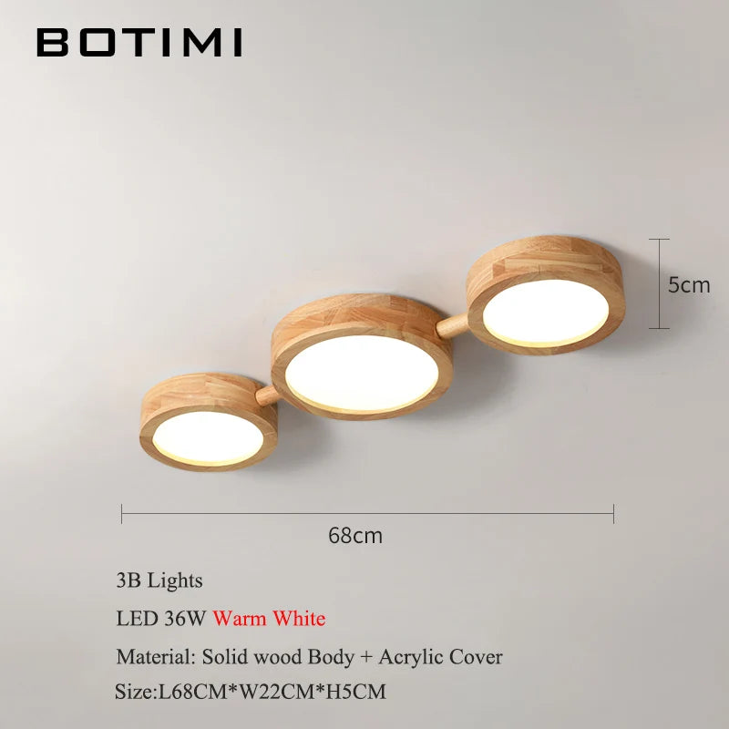 plafonnier bois massif moderne éclairage surface rond led naturel minimaliste