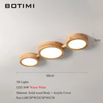 plafonnier bois massif moderne éclairage surface rond led naturel minimaliste
