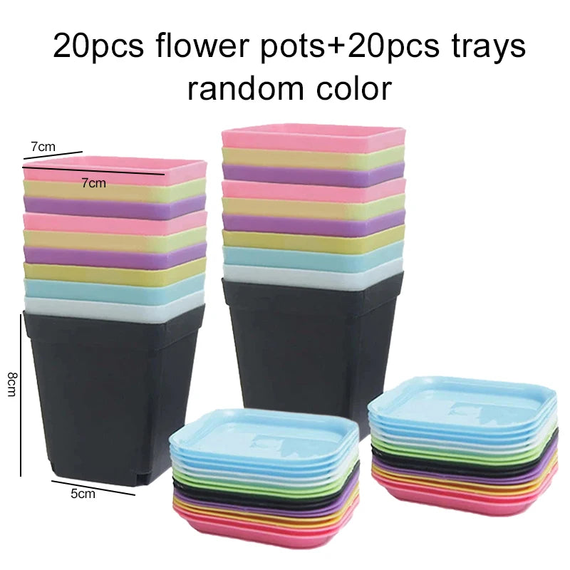 pots fleurs plastique rouge vert jaune bleu blanc noir modernes assiettes base