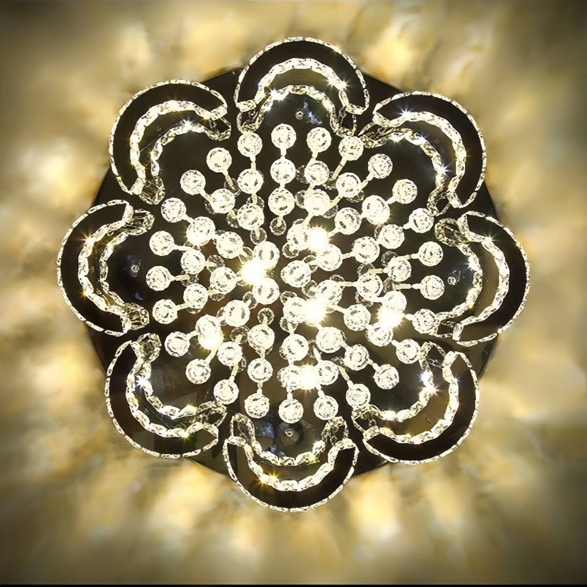 lustre cristal transparent classique éclairage salon lumière led moderne élégant six sources