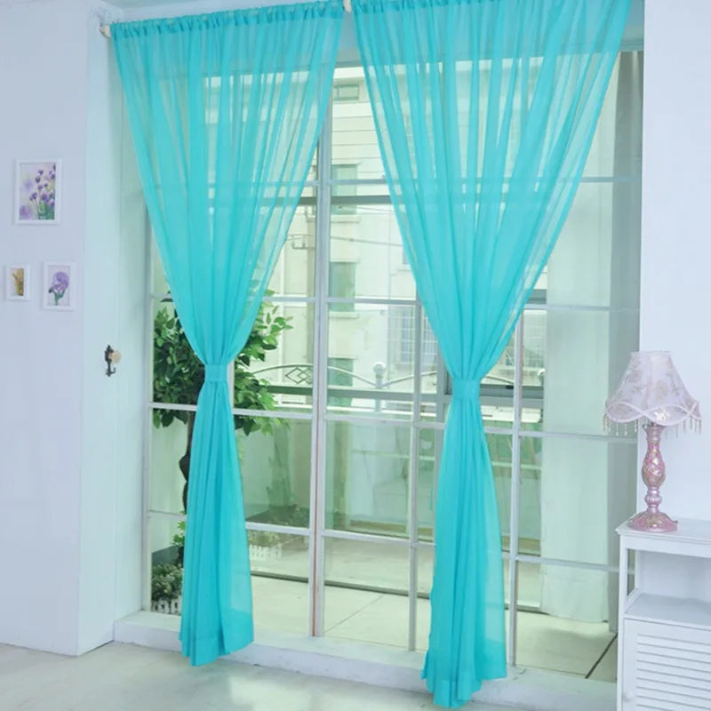 rideau transparent polyester moderne rouge rose vert orange violet bleu salon chambre d'enfant