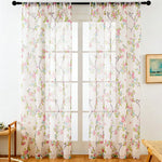 rideaux décoratifs floral blanc rose vert bleu polyester translucides tringle